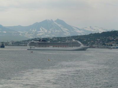Tromso - MSC Poesia Arriving to take our berth