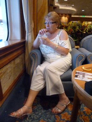 Grand Princess - Margaret relaxing with a Cocktail