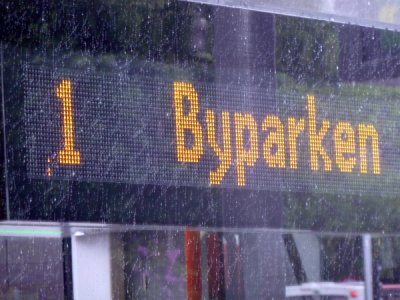 Byparken Sign on tram