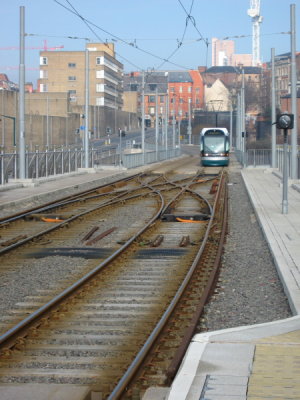 202 (2006) Bombardier Incentros AT6/5 Approacing Station Street Terminus