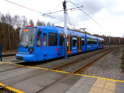 111 (2011) Siemens-Duewag Supertram in East Midlands Trains Livery Arriving @ Valley Centertainment