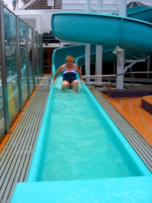 Carnival Glory Margaret coming down the Slide
