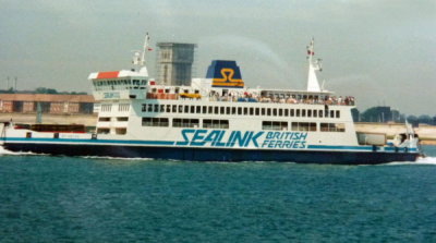 ST HELEN leaving Portsmouth, UK - Taken August 1989.