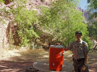 Amy still fills the lemonade for the hikers, carrying on the Aiken tradition