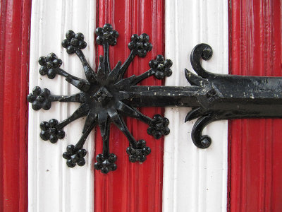 Detail of a hinge of a door