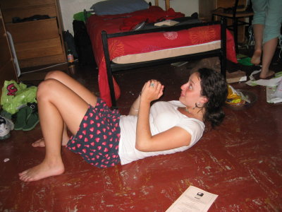 cora doing situps in our room