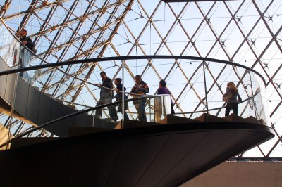 inside the pyramid at the louvre