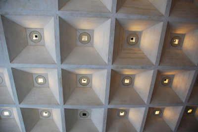 the ceiling of the louvre lobby.