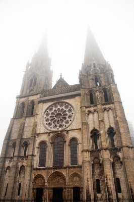 chartres...disappearing into the fog.
