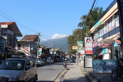 Pokhara 12 - Street and Mountain View