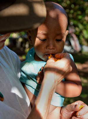 A baby at Sei's farm enjoying egg fruit. March 2011. IMG_3307.jpg