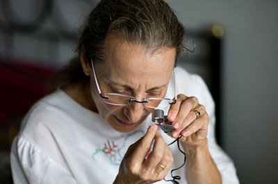 Dr. Amy Eisenberg examining an interesting flower (a single flower from the following 2 images. L1018041.jpg