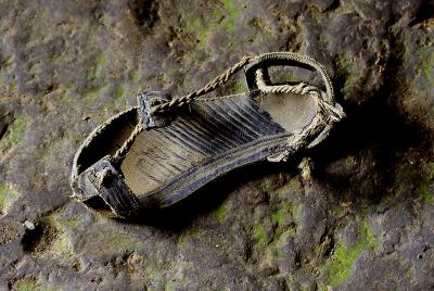 A sandal made from a tire and twisted rice stalks.
