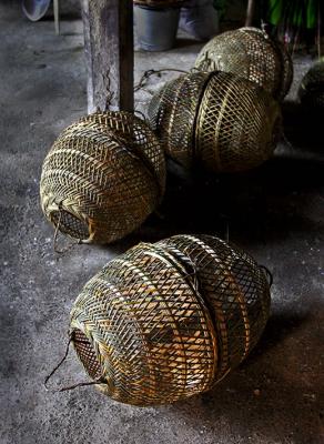 Bamboo barrels.