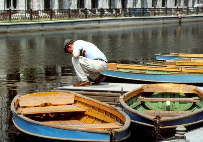 Friend searching for fish in Bucharest
