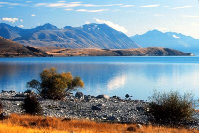 New Zealand lake by Rock Church
