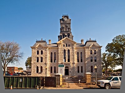 The Hood County courthouse under renovation.