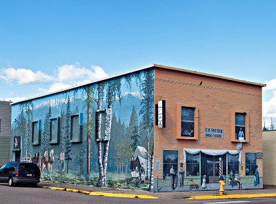 Murals were painted on two sides of this building in Montana