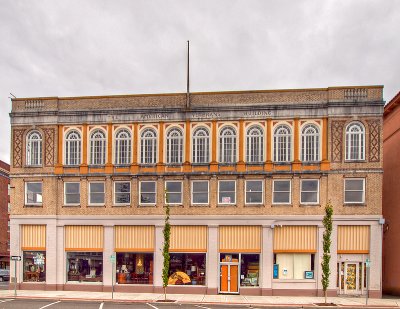 The decorative American Veterans Building in Downtown Hoquiam