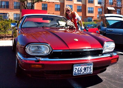 A Jaguar owner with her ride