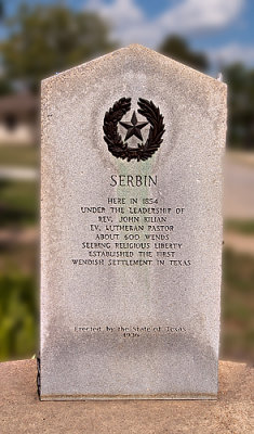 The Plaque documenting the establishment of Serbin in 1854.