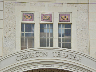 Detail on front of theatre.