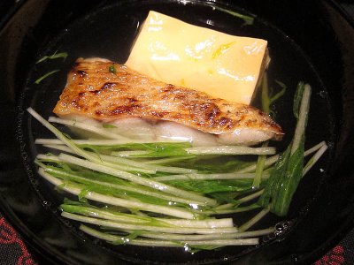 Seaperch Grilled on Charcoal with Yuba and Egg-tofu