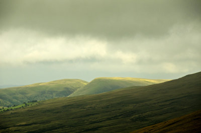 Only the summit of Mynydd Myddfai is sunlit.