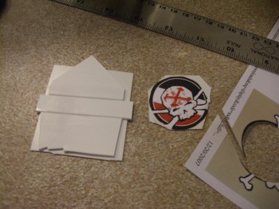 Laid out. Logo glued to plasticard