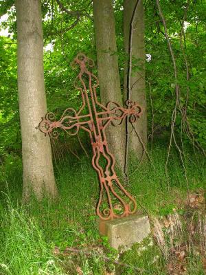 Krzyż nagrobny na zarośniętym cmentarzu ewangelickim koło Liksajn(IMG_3005.JPG)