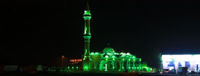 THE GREEN LIGHTS MOSQUE IN GHANTOOT ABUDHABI