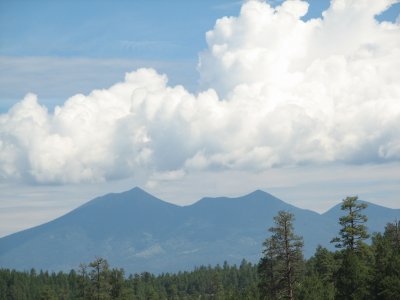 San Francisco Peaks approaching Flagstaff from the South