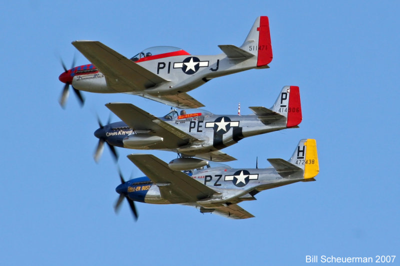 Flight of 3 P-51s