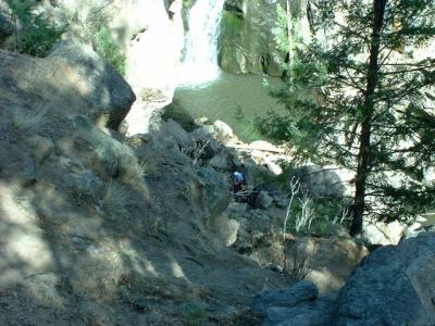 They climbed down this extremely steep trail