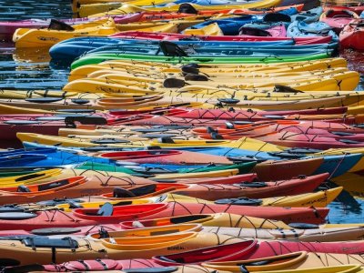 A sea of kayaks