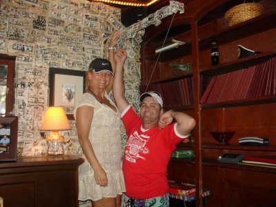 Hanging a dollar at Cabbage Key