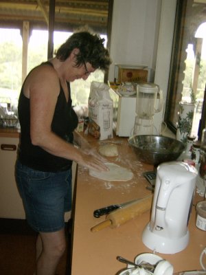 Helen making naan bread