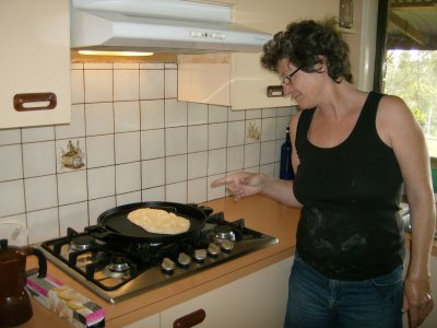 Helen making naan bread