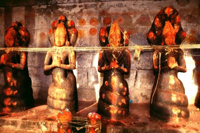 gnies au temple de brihadishvara de Tanjore