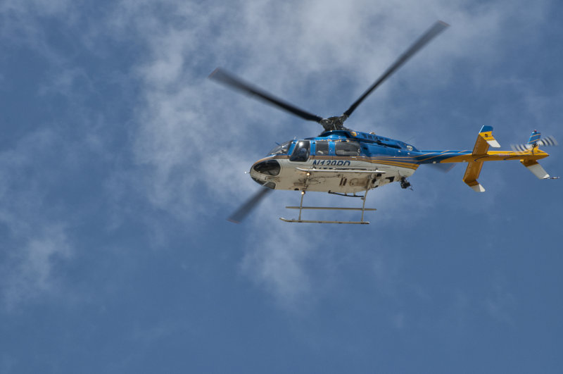 The police copter passing above