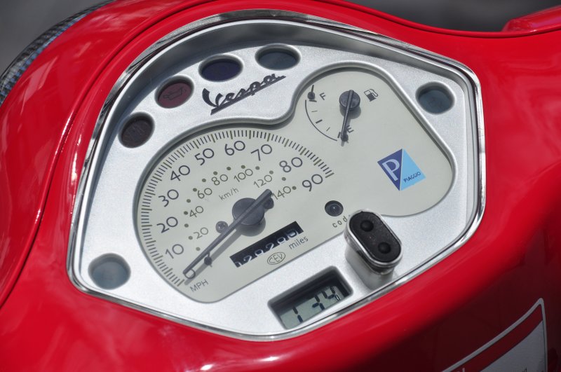 Bright red Vespa