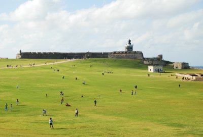 Panoramic view of the grounds of El Morro Fort