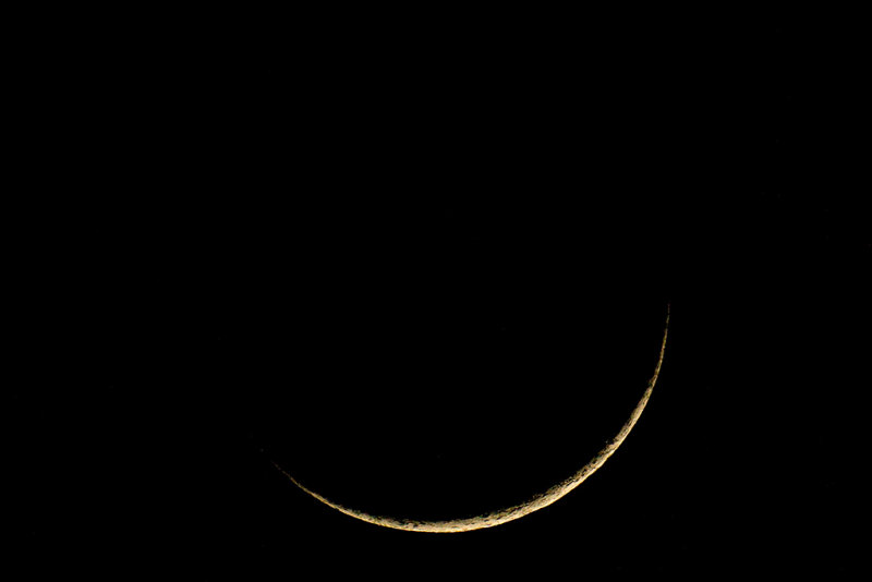 5/4/2011  Moon waxing crescent with 2% of the Moon's visible disk illuminated