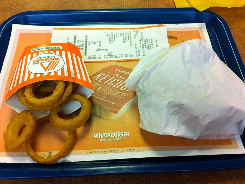 Whataburger Double Meat with Onion Rings