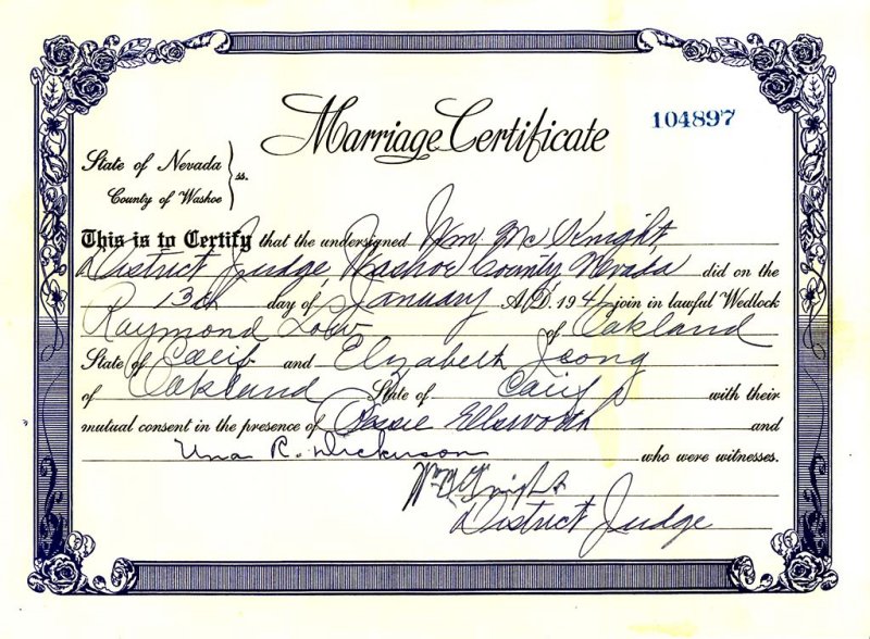My parent's Marriage Certificate