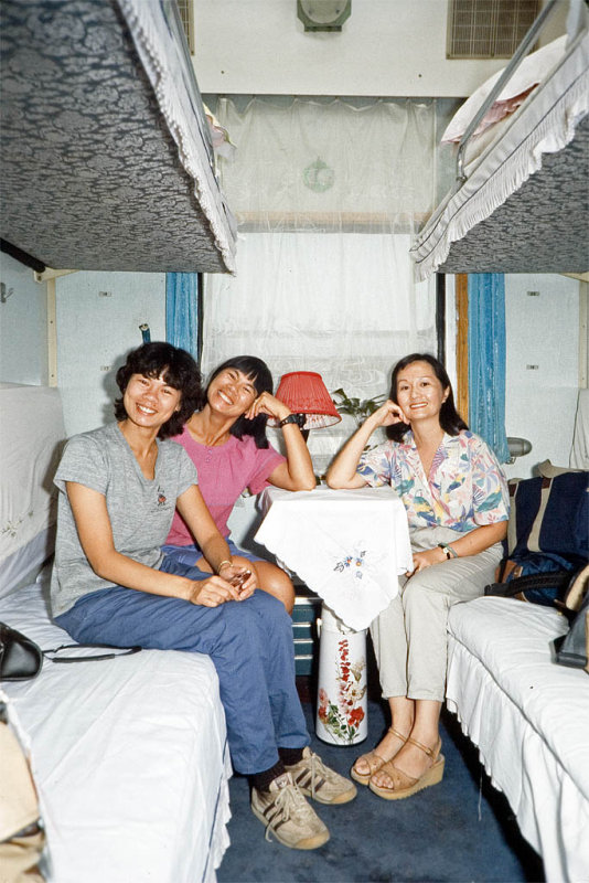 Pat, Diane and Glory in the sleeping compartment