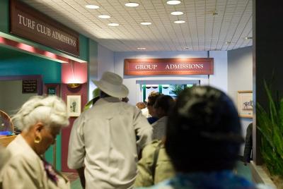 Waiting to get in to the Turf Club