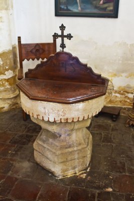 Baptismal font at Mission San Carlos Borromeo del Rio Carmelo Roman Catholic Church _MG_2334.jpg