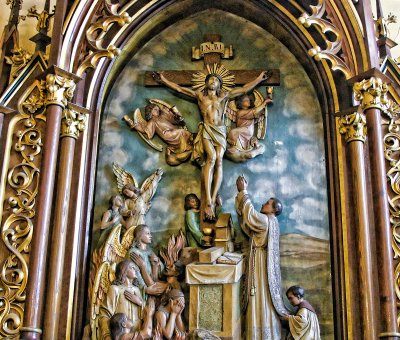 Eucharist and Christs Crucifixtion statue St John Cantius Roman Catholic Church Chicago Il IMG_1456.jpg