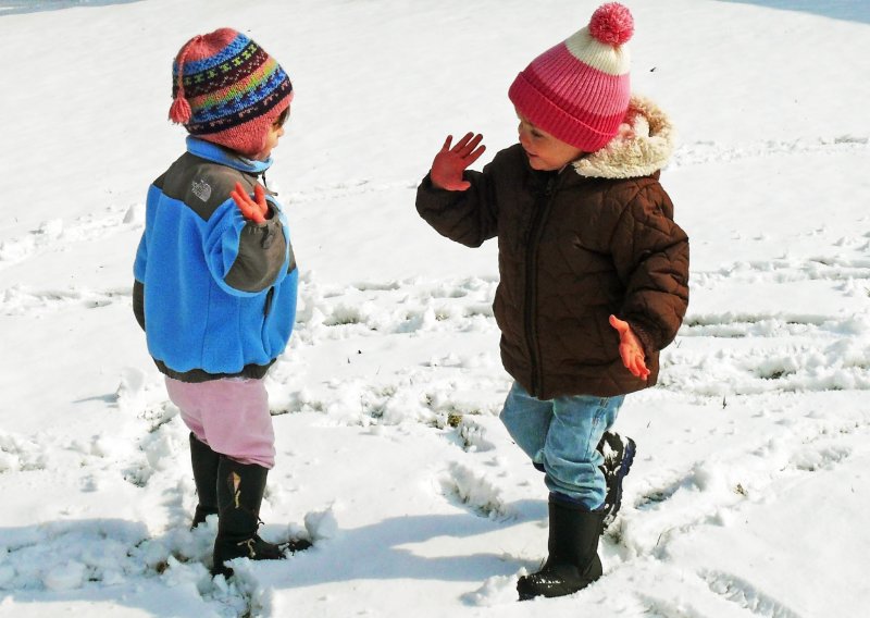 Hi fives in the snow